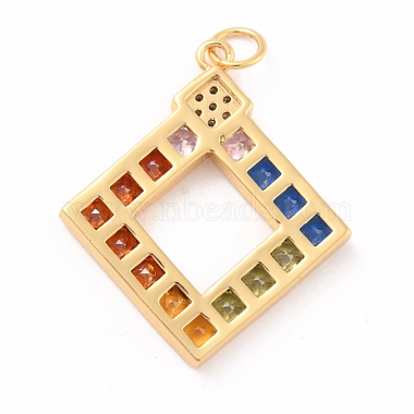 Eco-Friendly Brass Micro Pave Cubic Zirconia and Glass with Enamel Pendants(KK-K268-30G)-3