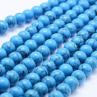 6mm Blue Round Synthetic Turquoise Beads