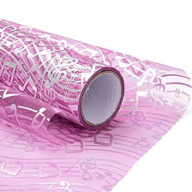Silver Color Musical Note Printed Deco Mesh Ribbons(OCOR-H100-C01)-3