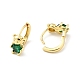 Green Cubic Zirconia Bear Hoop Earrings(EJEW-C028-06G)-2