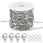 DIY Chain Bracelet Necklace Making Kit, Including 304 Stainless Steel Twist Wave Link Chains & Clasps & Jump Ring, Stainless Steel Color, Chain: 5m/bag(DIY-BBC0001-66)