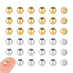 40Pcs 2 Colors Ion Plating(IP) 202 Stainless Steel Beads, with Rubber Inside, Slider Beads, Mixed Color, 4x3.3mm, Hole: 1.8mm, 20pcs/color(STAS-UN0056-15)