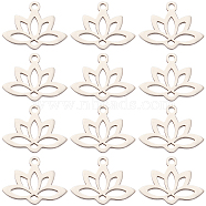 201 Stainless Steel Pendants, Laser Cut, Hollow, Lotus, Stainless Steel Color, 14x18.5x1mm, Hole: 1.6mm, 24pcs/box(STAS-SC0005-72P)