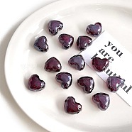 Transparent Acrylic Beads, with Glitter Powder, Heart, Purple, 19.1x21.7x14mm, Hole: 3.5mm(OACR-F011-22D)