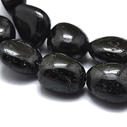 Natural Black Tourmaline Beads Strands, Tumbled Stone, Nuggets, 8~10x7~8x5~6mm, Hole: 0.8mm, about 46pcs/Strand, 15.75 inch(40cm)(G-O186-B-07)