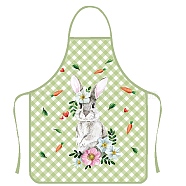 Cute Easter Rabbit Pattern Polyester Sleeveless Apron, with Double Shoulder Belt, for Household Cleaning Cooking, Light Green, 800x600mm(PW-WG40759-01)