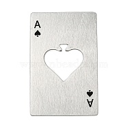 430 Stainless Steel Bottle Openers, Laser Cut, Rectangle with Ace of Spades, Stainless Steel Color, 85.5x54x1mm(AJEW-D054-01A-P)