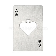 Non-Tarnish 430 Stainless Steel Bottle Openers, Laser Cut, Rectangle with Ace of Spades, Stainless Steel Color, 85.5x54x1mm(AJEW-D054-01A-P)