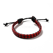 PU Imitation Leather Braided Cord Bracelets for Women, Adjustable Waxed Cord Bracelets, Colorful, 3/8 inch(0.9cm), Inner Diameter: 2-3/8~3-1/2 inch(6.1~8.8cm)(BJEW-M290-01F)