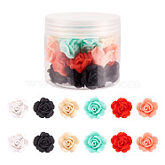 30Pcs 6 Colors Handmade Polymer Clay Beads, Rose Flower, Mixed Color, 24x25x15mm, Hole: 2mm, 5pcs/color(CLAY-FW0001-04)