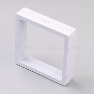 Square Transparent 3D Floating Frame Display, for Ring Necklace Bracelet Earring, Coin Display Stands, Aa Medallions, White, 8.9x8.9x2cm(OBOX-G013-14C)
