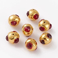 Glass Beads, with Golden Tone Brass Findings, Faceted Nuggets, 22.5~23.5x22~23x20~20.5mm, Hole: 1.6mm(GLAA-C100-03G-B)