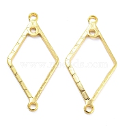 Brass Connector Charms, Cadmium Free & Lead Free, Rhombus Frame Links, Real 24K Gold Plated, 24.5x12x1mm, Hole: 1.2mm(KK-A187-01G)