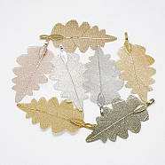 Iron Big Pendants, Electroplate Natural Leaf, Leaf, Mixed Color, 56~59x30x1.5mm, Hole: 3x5.5mm(IFIN-T006-18-M)