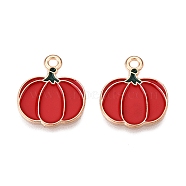 Thanksgiving Day Theme Alloy Enamel Pendants, Light Gold, Lead Free & Cadmium Free, Pumpkin, 18x15.5x1mm(ENAM-T020-35M)