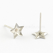 304 Stainless Steel Stud Earring Settings, Stainless Steel Color, Star Tray: 5.5~6x5.5~6mm, 7x7x1.5mm, Pin: 0.7mm(X-STAS-Q170-10)