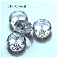 Imitation Austrian Crystal Beads, Grade AAA, Faceted, Flat Round, Clear, 8x3.5mm, Hole: 0.9~1mm(X-SWAR-F078-4x8mm-01)