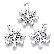 Tibetan Style Alloy Pendants, Lead Free & Cadmium Free, Snowflake, Antique Silver, 20x17x1.5mm, Hole: 1.8mm, about 400pcs/500g(TIBE-N010-18AS-RS)