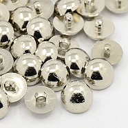1-Hole Plating Acrylic Shank Button, Half Round/Dome Buttons, Silver Color Plated, 15x6mm, Hole: 2mm(X-BUTT-D005-01)