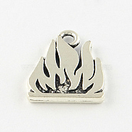 Flame Tibetan Style Alloy Pendants, Campfire, Lead Free & Cadmium Free, Antique Silver, 18x15.5x2mm, Hole: 2mm, about 225pcs/500g(TIBEP-S295-40AS-RS)