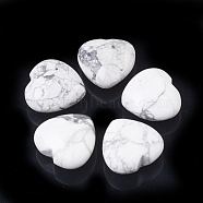 Natural Howlite Heart Love Stones, Pocket Palm Stones for Reiki Balancing, 29~29.5x30~30.5x15mm(G-S295-08C)