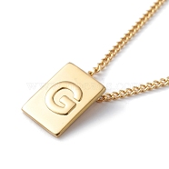 Titanium Steel Initial Letter Rectangle Pendant Necklace for Men Women, Golden, Letter.G, 18.11~18.5 inch(46~47cm)(NJEW-E090-01G-07)