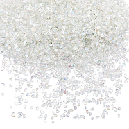 Transparent Electroplate Crushed Glass Craft, AB Color Plated, Irregular Glass Chips, for Nail Arts DIY Vase Filler, Clear AB, 1.5~2x1.5~2mm, 200g/box(GLAA-SC0001-98A-01)