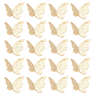 20Pcs Brass Charms, Butterfly, Real 24K Gold Plated, 9.5x10x2mm, Hole: 1.2mm(KK-CN0001-52)