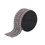 Ethnic Style Polyester Jacquard Ribbons, Rhombus Pattern, Colorful, 1-7/8 inch(48mm)(SRIB-WH0011-065)