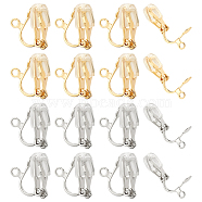 Elite 304 Stainless Steel Clip-on Earring Findings, with Silicone Earring Pads, Golden & Stainless Steel Color(STAS-PH0005-65)