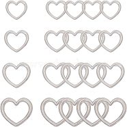 304 Stainless Steel Linking Rings, Heart, Stainless Steel Color, 28.5x32x2.5mm, Inner Diameter: 17x24mm, 16pcs/box(STAS-UN0018-52P)