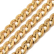 304 Stainless Steel Curb Chains, Unwelded, without Spool/Card Paper, Golden, 6x2mm(CHS-XCP0001-17G)