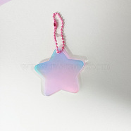 Laser Gradient Acrylic Disc Pendant Decoration, with Ball Chains, for DIY Keychain Pendant Ornaments, Star, 50~60x3mm(PW-WG84852-03)