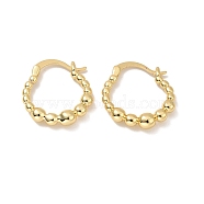 Rack Plating Brass Beaded Oval Hoop Earrings for Women, Cadmium Free & Lead Free, Real 18K Gold Plated, 21x23x5mm, Pin: 1mm(EJEW-M209-05G)