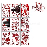 Halloween Theme PVC Window Static Stickers, for Window or Stairway Home Decoration, Red, 300x200mm, 9sheets/set(HAWE-PW0001-063)