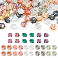 64pcs 8 colors Electroplate Transparent Glass Beads, AB Color, Twisted Square, Mixed Color, 11.5~12x10.5~11x5mm, Hole: 1.2mm, 8pcs/color(EGLA-TA0001-18)