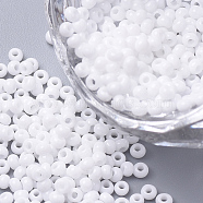 11/0 Grade A Baking Paint Glass Seed Beads, Round, White, 2.3x1.5mm, Hole: 1mm, about 5380pcs/50g(X-SEED-N001-A-743)