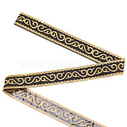 Polyester Lace Trim, Embroidery Ancient Hanfu Lace Ribbon, Gold, Flat, Floral Pattern, 1-7/8 inch(48mm), about 4.16 Yards(3.8m)/pc(OCOR-WH0068-50)