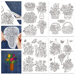 4 Sheets 11.6x8.2 Inch Stick and Stitch Embroidery Patterns, Non-woven Fabrics Water Soluble Embroidery Stabilizers, Flower, 297x210mmm(DIY-WH0455-003)
