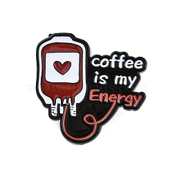 Transfusion Coffee with Word Enamel Pins, Alloy Brooches for Backpack Clothes, Mixed Color, 30x30mm(JEWB-Q014-11A)