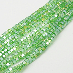 Electroplate Glass Beads Strands, AB Color Plated, Faceted, Cube, Pale Green, 7~8x7~8x7~8mm, Hole: 1.5mm, about 97~100pcs/strand, 70~71cm(EGLA-D018-8x8mm-23)