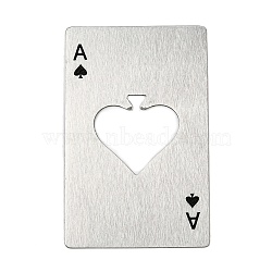 Non-Tarnish 430 Stainless Steel Bottle Openers, Laser Cut, Rectangle with Ace of Spades, Stainless Steel Color, 85.5x54x1mm(AJEW-D054-01A-P)