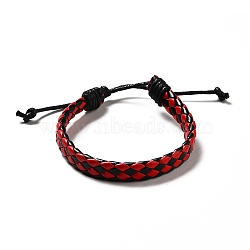 PU Imitation Leather Braided Cord Bracelets for Women, Adjustable Waxed Cord Bracelets, Colorful, 3/8 inch(0.9cm), Inner Diameter: 2-3/8~3-1/2 inch(6.1~8.8cm)(BJEW-M290-01F)