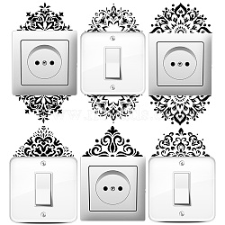 6Pcs Plant PVC Plastic Waterproof Self-adhesive Stickers Set, Light Switch Decals for Wall Decoration, Floral, 180x180mm(DIY-WH0692-009)