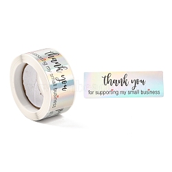 Laser Self-Adhesive Stickers, Roll Sticker, Rectangle with Word Thank you for supporting my small business, for Party Decorative Presents, Word, 7.5x2.5cm, 120pcs/roll(DIY-P037-G01)