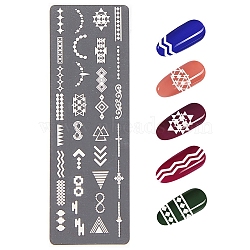 Stainless Steel Nail Art Stamping Plates, Nail Image Templates, Rectangle with Mixed Pattern, Stainless Steel Color, 120x40mm(MRMJ-Q044-001C)