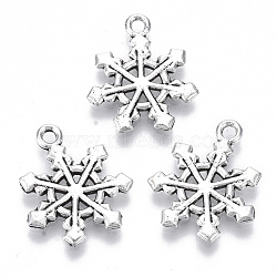 Tibetan Style Alloy Pendants, Lead Free & Cadmium Free, Snowflake, Antique Silver, 20x17x1.5mm, Hole: 1.8mm, about 400pcs/500g(TIBE-N010-18AS-RS)