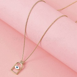 Arch with Evil Eye Brass Enamel Pendant Necklaces, Golden, 15.87 inch(40.3cm)(NJEW-H051-02G)