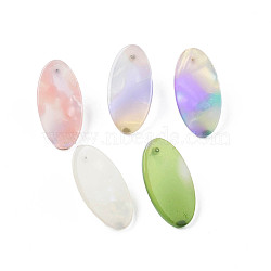 Cellulose Acetate(Resin) Oval Stud Earrings with 316 Stainless Steel Pins for Women, Mixed Color, 27x14mm, Pin: 0.7mm(EJEW-N050-01)