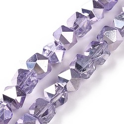 Transparent Glass Beads Strands, Polygon, Lavender, 7mm, Hole: 1.2mm, about 68pcs/strand, 19.29''~19.69''(49~50cm)(GLAA-P003-B06)